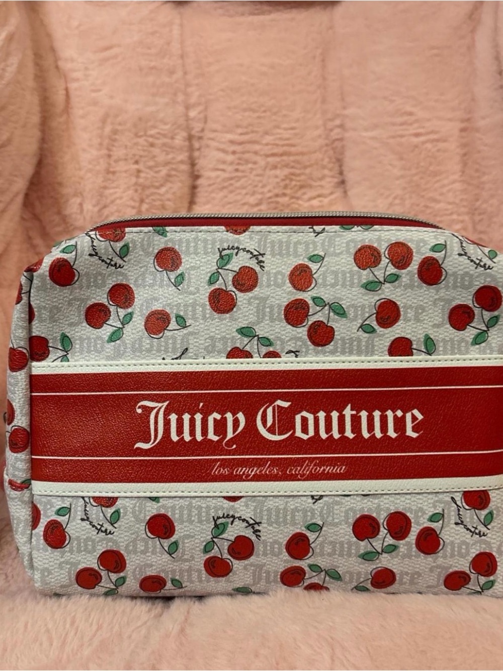 Juicy Couture Red Cherry Print Cosmetic Bag